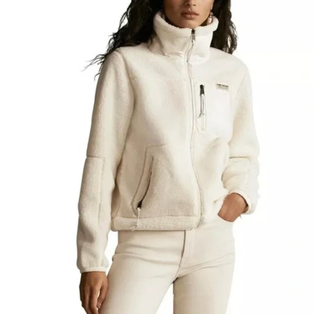 polo ralph lauren sherpa leather trim sheep jacket